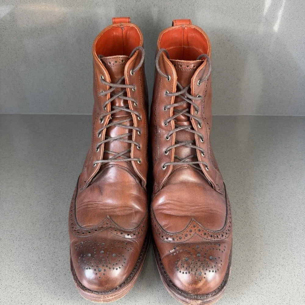 Allen Edmonds Dalton Boots Mens 11 D Dark Chili Leather Wingtip Brogue Dress